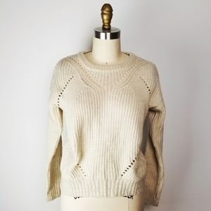 Aqua Chunky Knit Off White Sweater Small